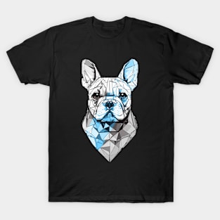 Blue Stripe Geometrical French Bulldog T-Shirt